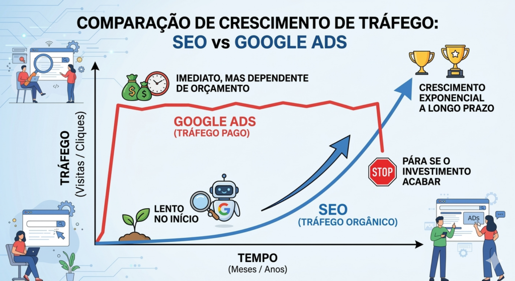 comparação seo vs google ads crescimento tráfego orgânico comparação seo vs google ads crescimento tráfego orgânico pago