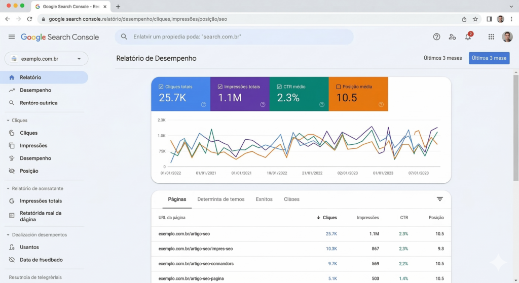 google search console relatório desempenho google search console relatório desempenho cliques impressões posição seo
